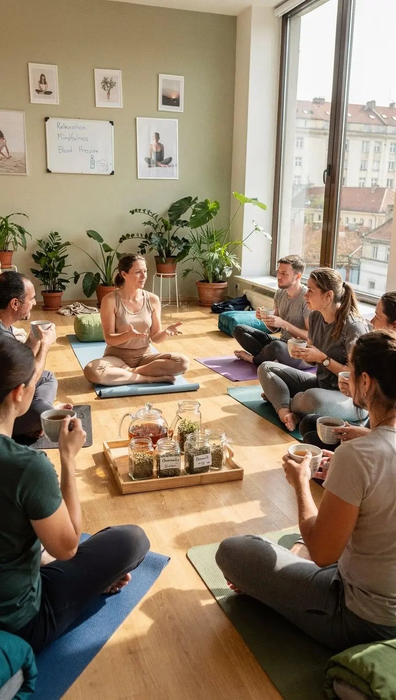 Két csésze tea egy asztalon, körülöttük fűszerek és méz.