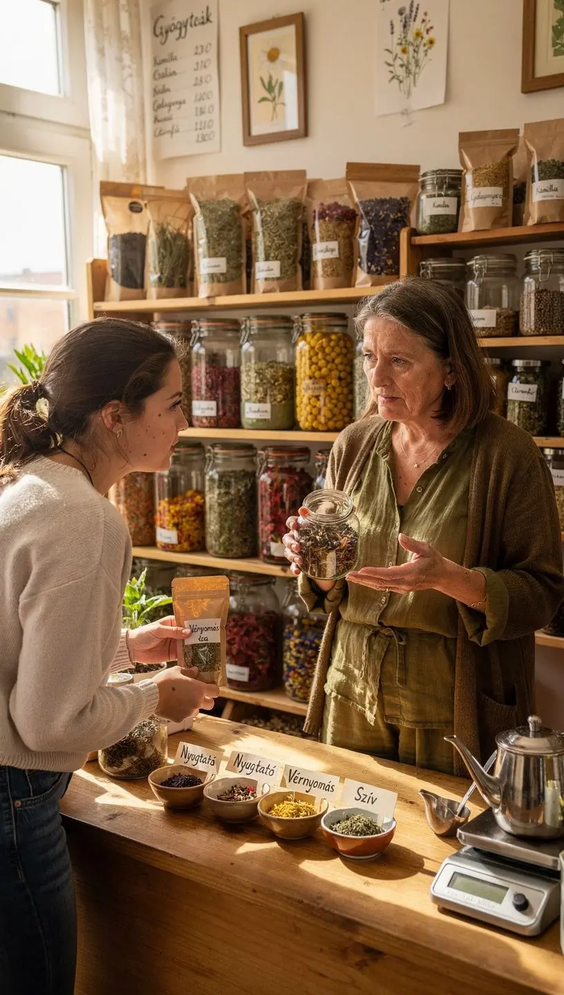 Egy gyönyörű teás készlet, amelyben különböző teafajták találhatók.