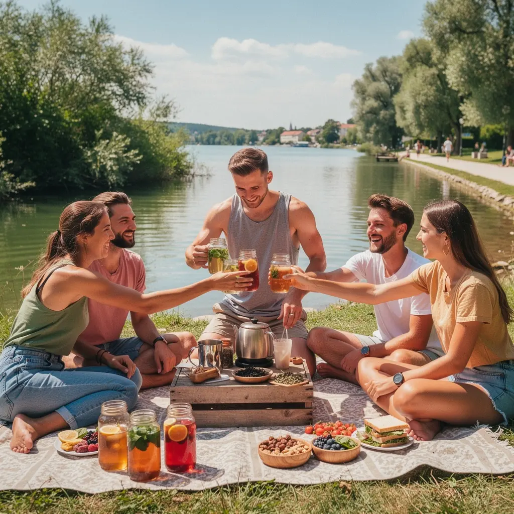 Tálcán elhelyezett különböző teafilterek, ízletes választékban.